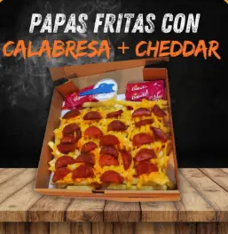 Papas Fritas Con Calabresa + Cheddar