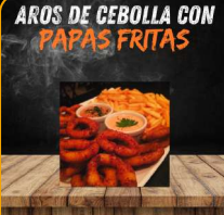 Aros de Cebolla Con Papas Fritas